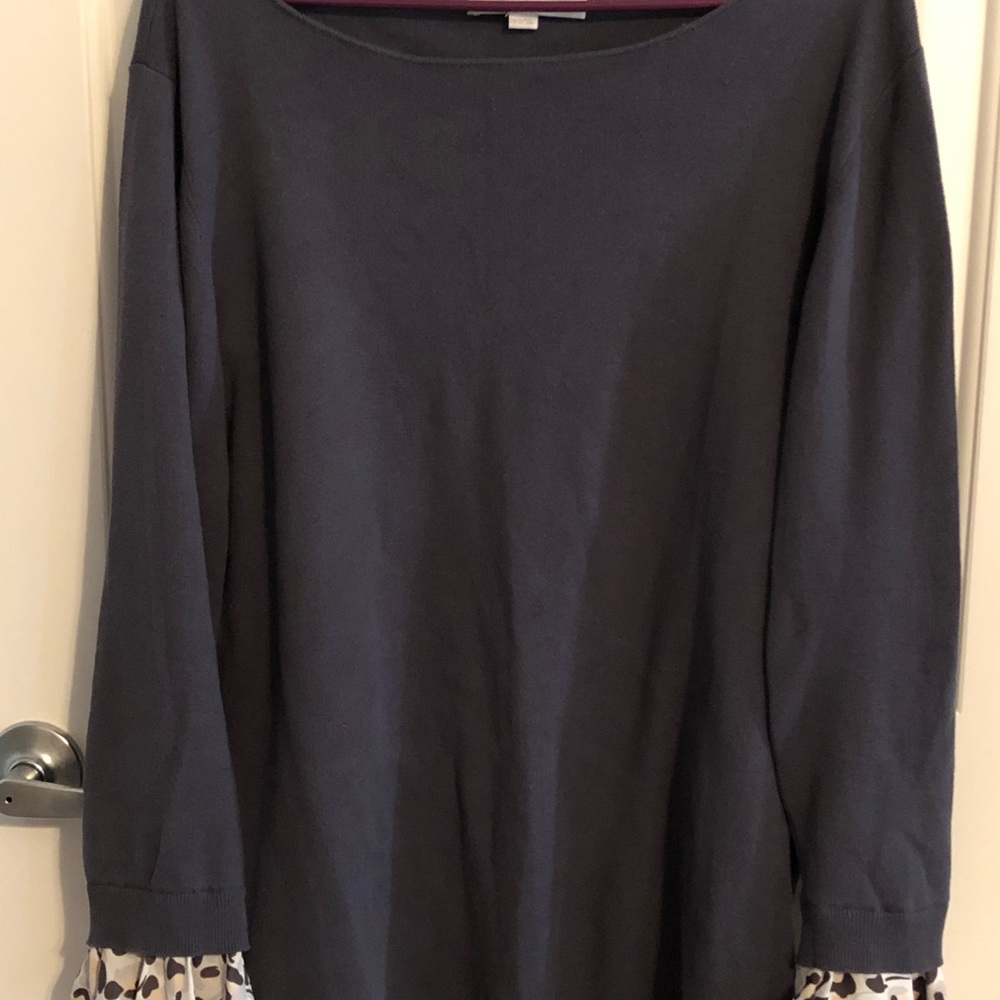 Dark gray sweater with pink animal print detail